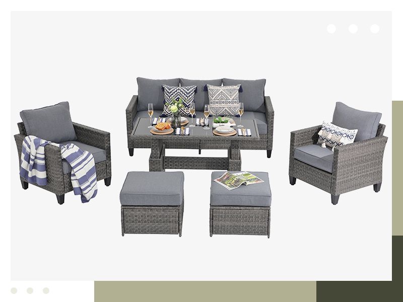 Amazon.com : Sunsitt Outdoor Patio Lift Dining Table, Rectangle Patio ... regarding Weathering the Outdoors Understanding the Durability of Your Cannon Grey Coffee Table