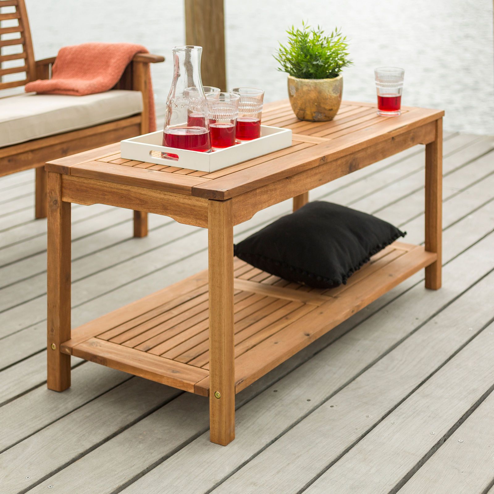Brown Acacia Wood Outdoor Coffee Table | Pier 1 Imports | Outdoor ... within Understanding the Beauty and Durability of Carmel Natural Acacia Wood