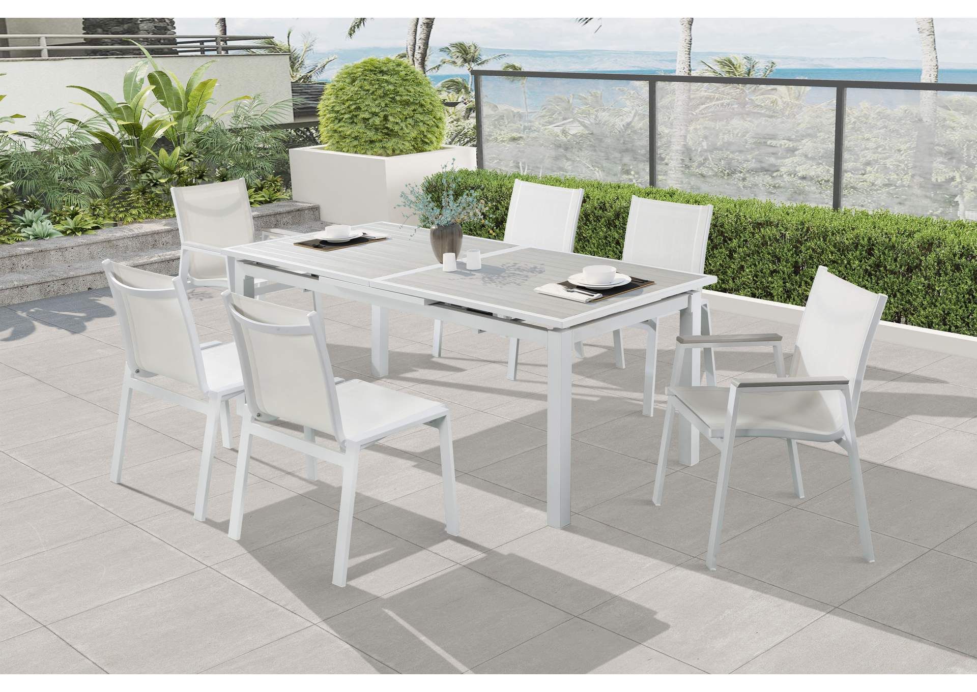 Nizuc Grey Wood Look Accent Paneling Outdoor Patio Extendable Aluminum ... regarding Lucas Grey Wood Look Accent Paneling Outdoor Patio Aluminum Coffee Table