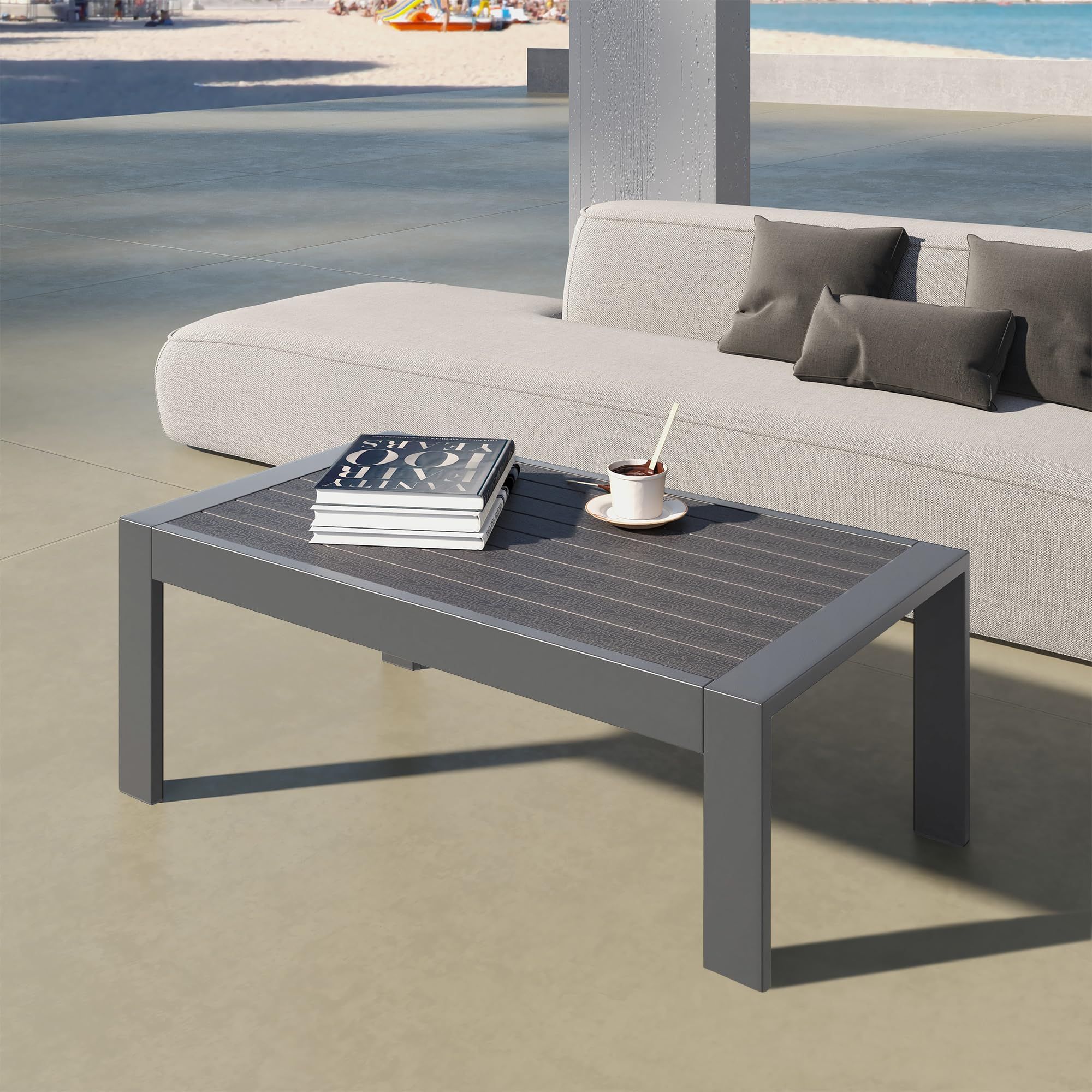 Snapklik.com : All-Weather Aluminum Outdoor Coffee Table, Modern Coffee ... with regard to Crafting the Perfect Outdoor Oasis with the Malaga Grey Wood Rectangle Coffee Table