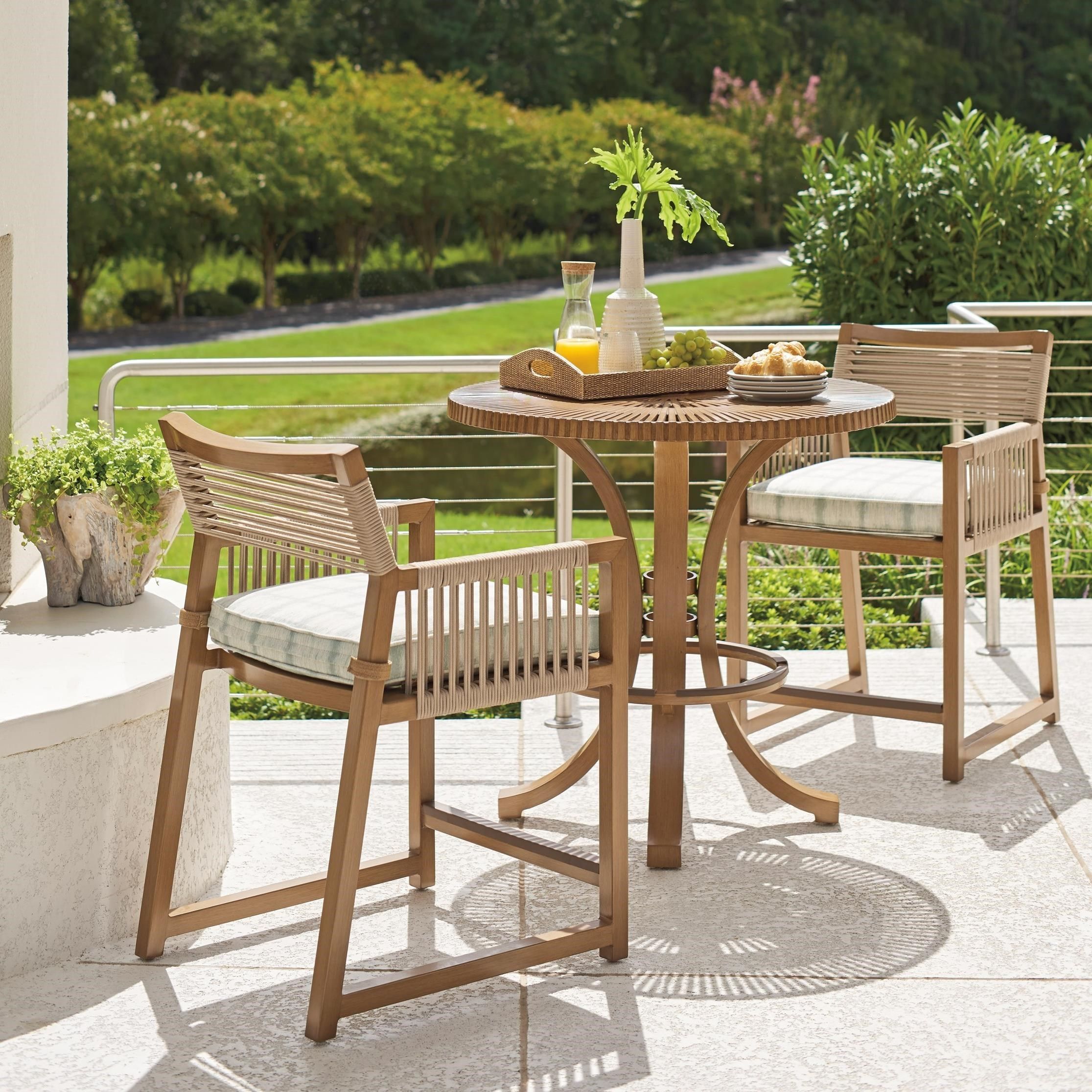 Tommy Bahama Outdoor Living St Tropez 3925-873+2X17 3-Piece Outdoor ... in Calvi Teak Wood 3 Piece Outdoor Bistro Set
